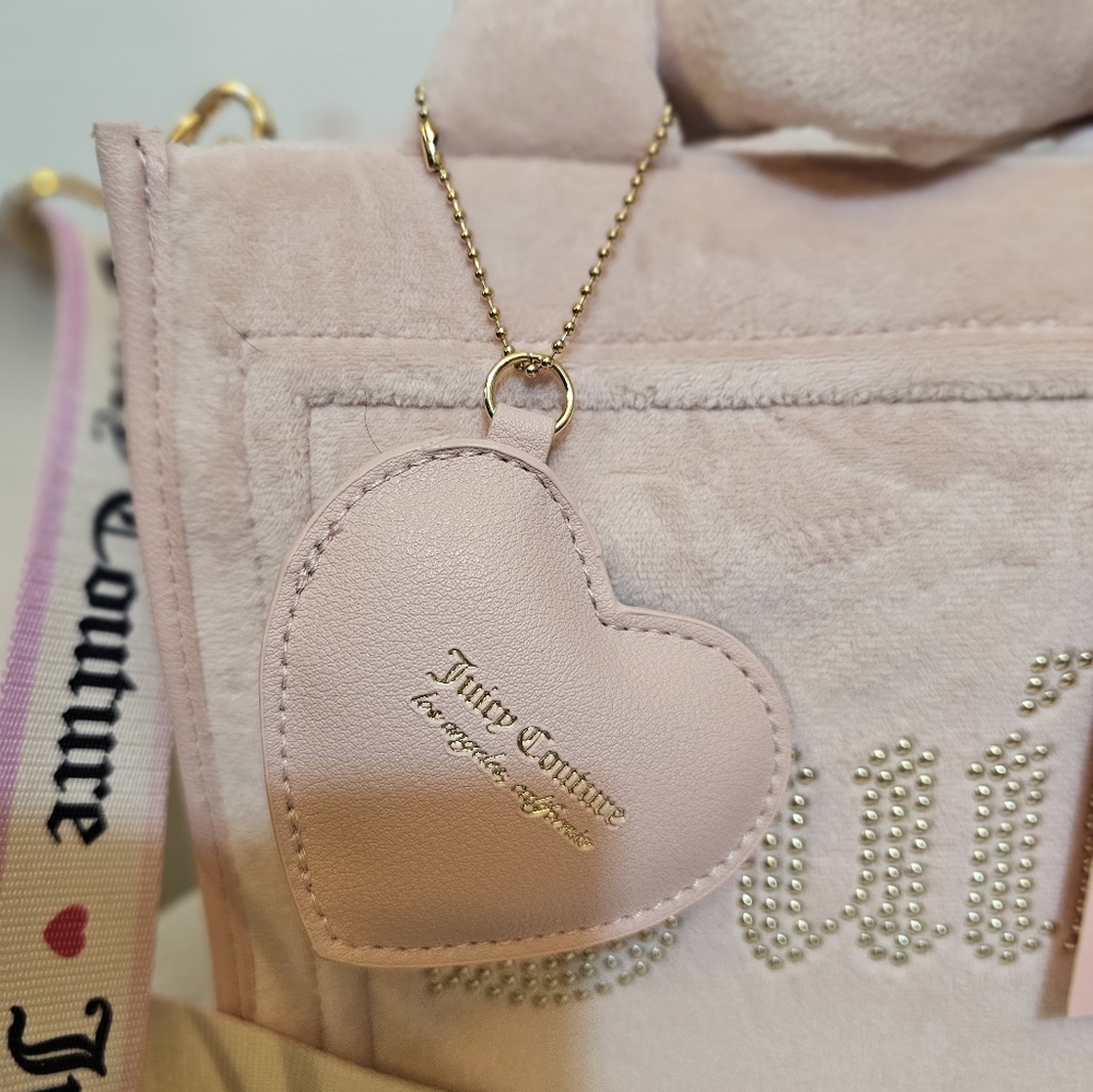 Juicy Couture Pink Mini Velour Logo Tote Crossbody Shoulder Hand Bag - Picture 9 of 14